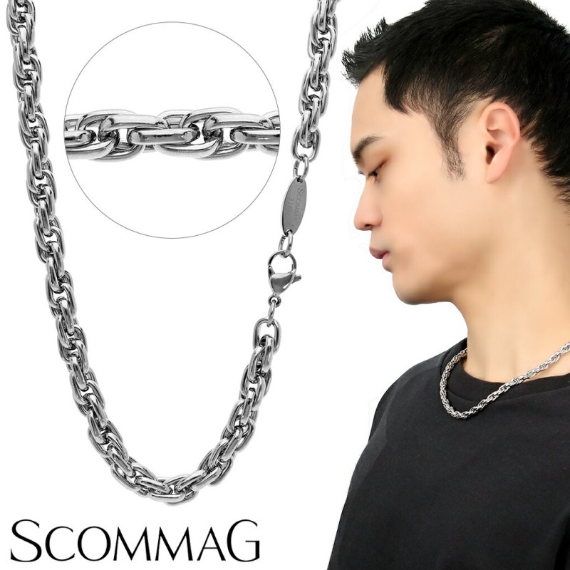 SCOMMAG ステンレス ロープ チェーン ネックレス ステンレスチェーン