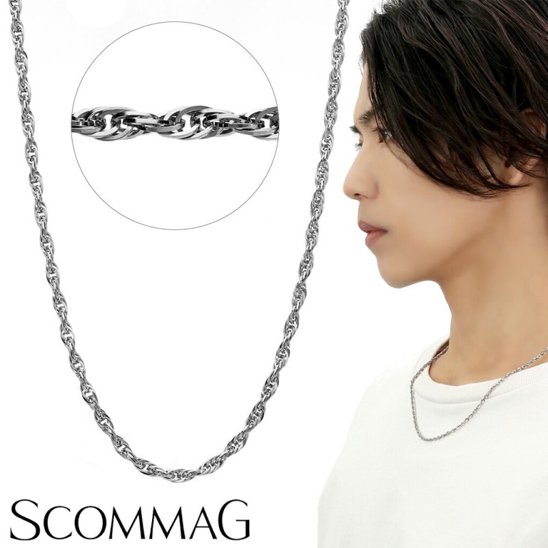 SCOMMAG スクリュー ステンレス チェーン ネックレス ステンレス 