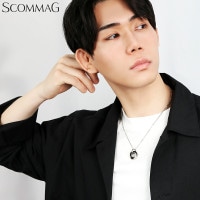 SCOMMAG ステンレス ダブル リング ネックレス (チェーン付き