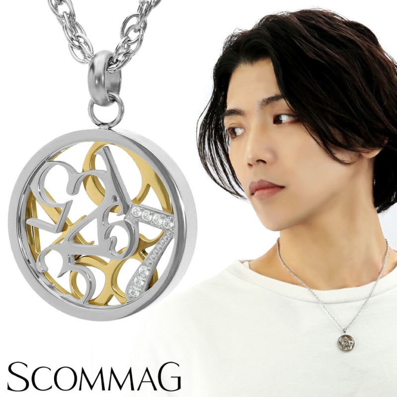 SCOMMAG ステンレス ナンバー コイン ネックレス (チェーン付き