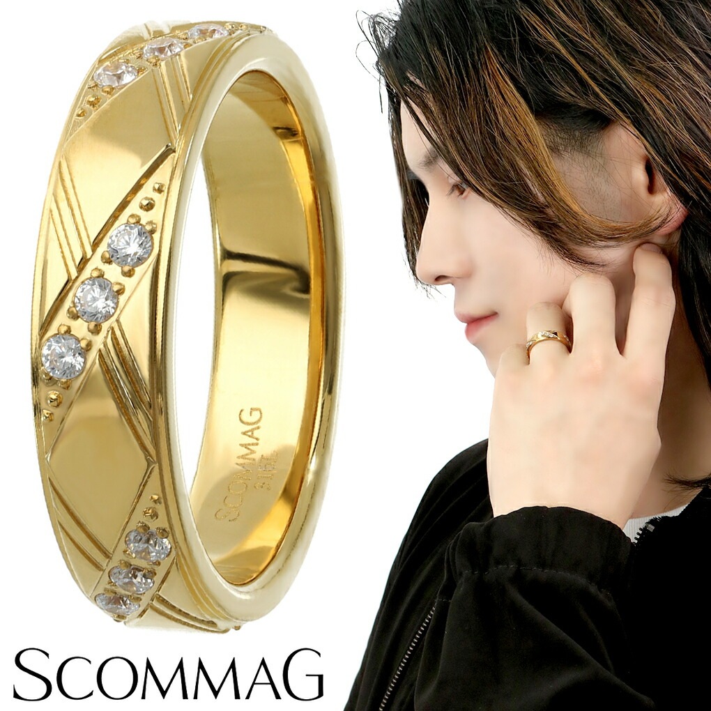 SCOMMAG アーガイル ゴールド ステンレス リング 指輪 9～25号