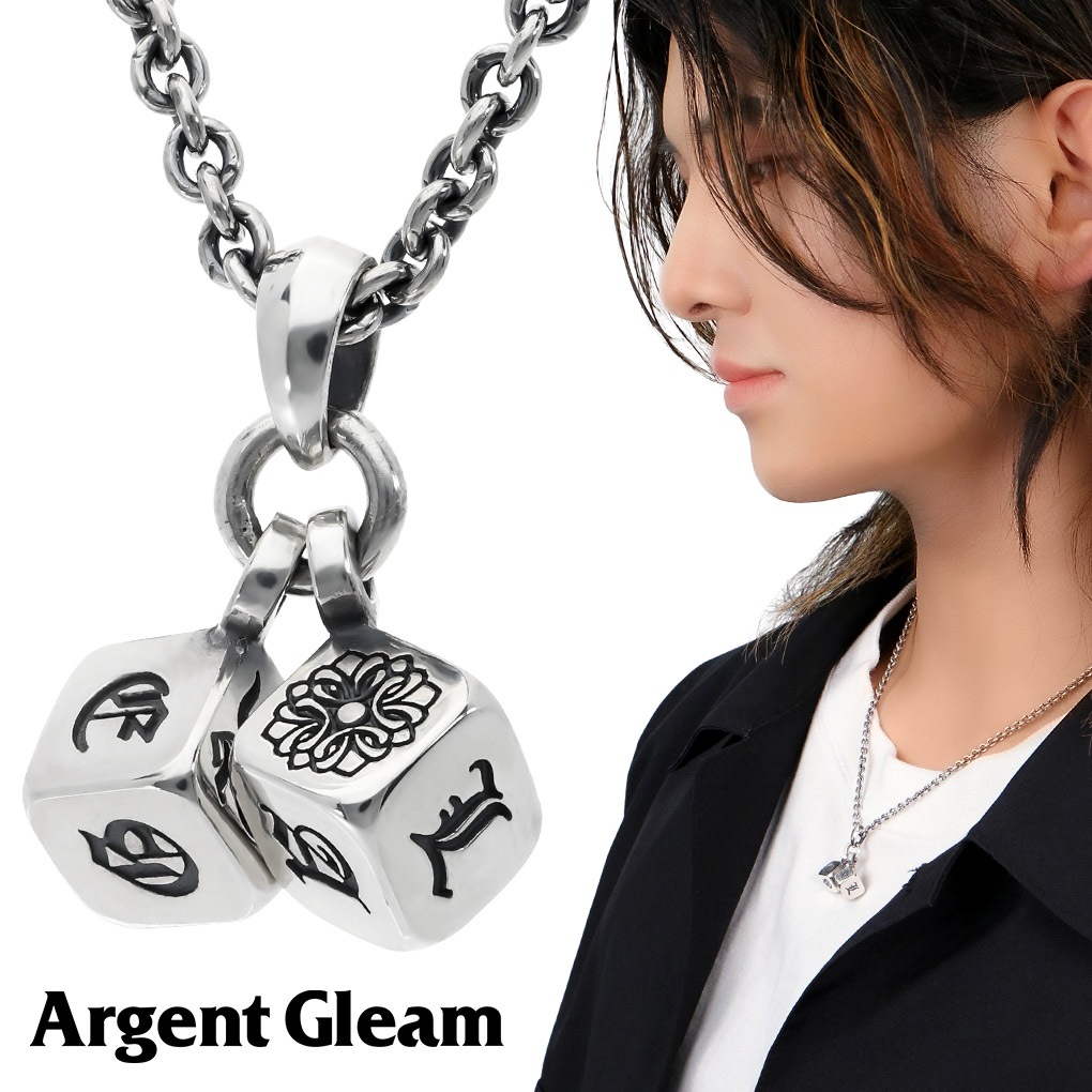 ArgentGleam アージェントグリーム ペンダントトップ チャーム ArgentGleam アージェントグリーム ロゴ ダブル ダイス ネックレス