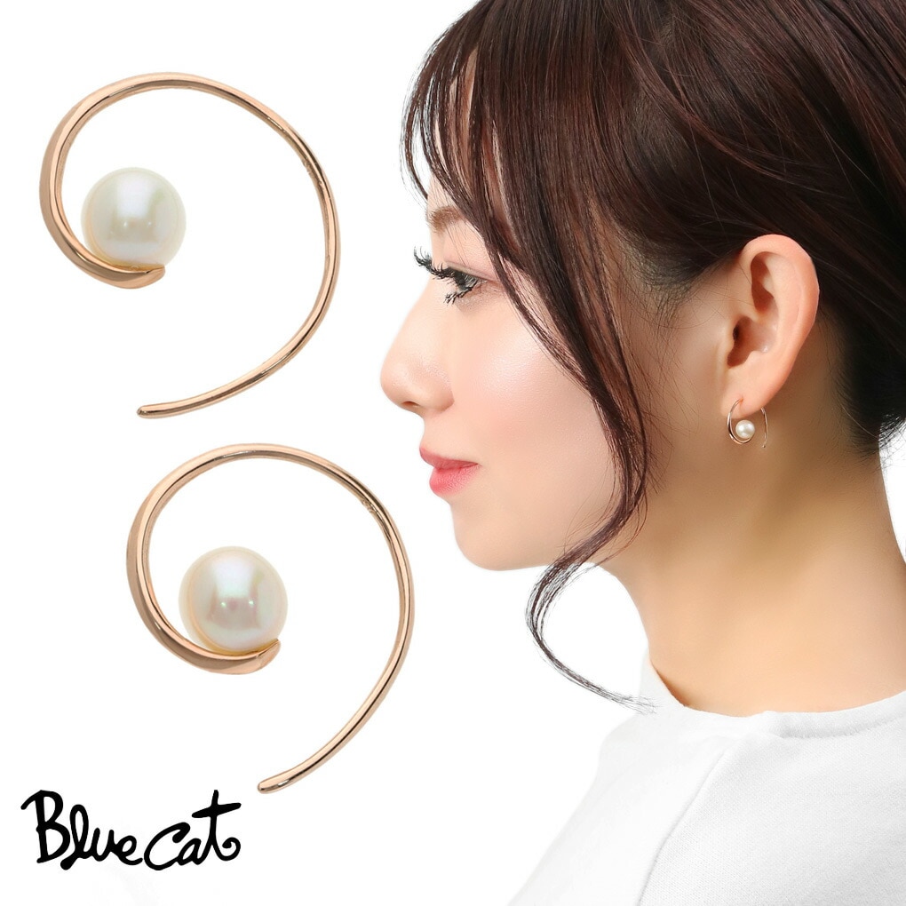 Blue Cat パール ピンクゴールド フックピアス ピアス 2P 両耳用