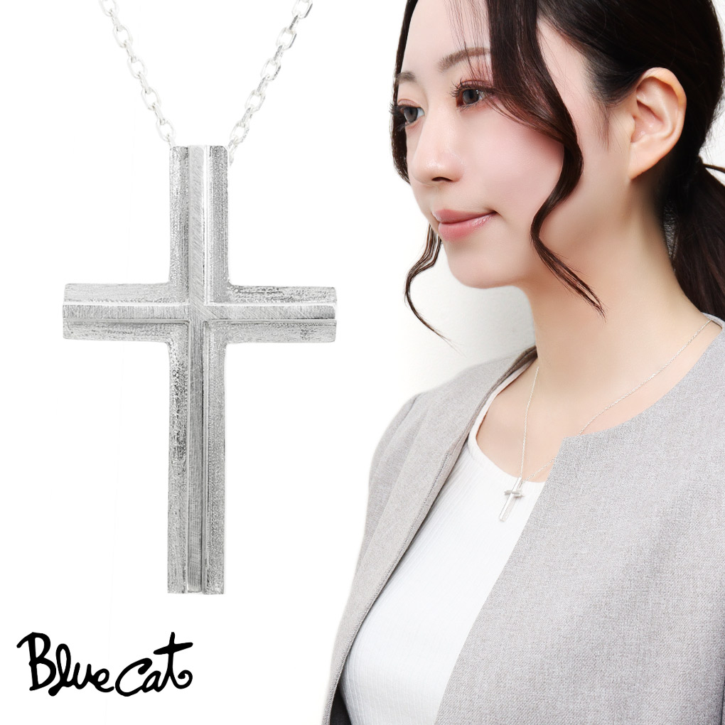 Blue Cat 立体 クロス ネックレス ペンダント レディースネックレス