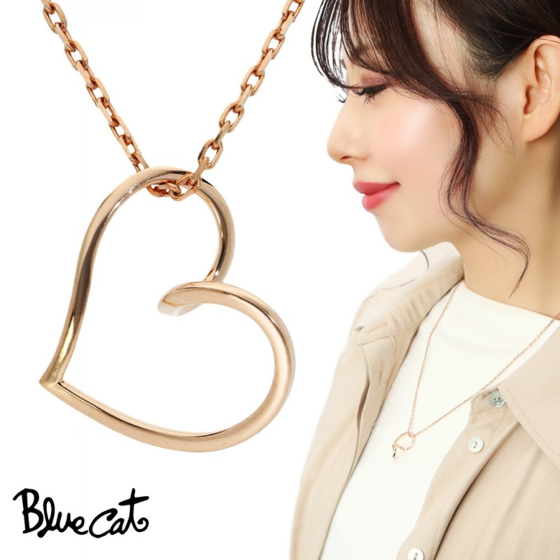 Blue Cat オープンハート ピンクゴールド ネックレス ペンダント