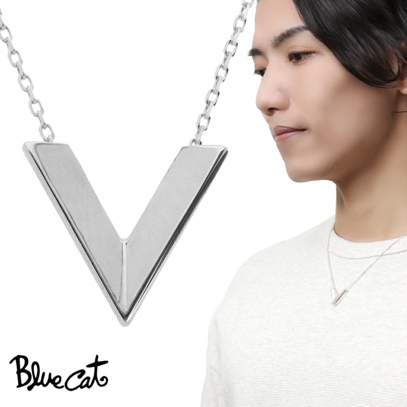 Blue Cat V字 ネックレス (チェーン付き) ペンダント メンズネックレス