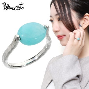 Blue Cat アマゾナイト ストーン リング 指輪 9〜15号 レディースリング シルバー 925 天然石 アイスブルー 青緑 グリーン シンプル ナチュラル 素朴 シルバーリング レディース 女