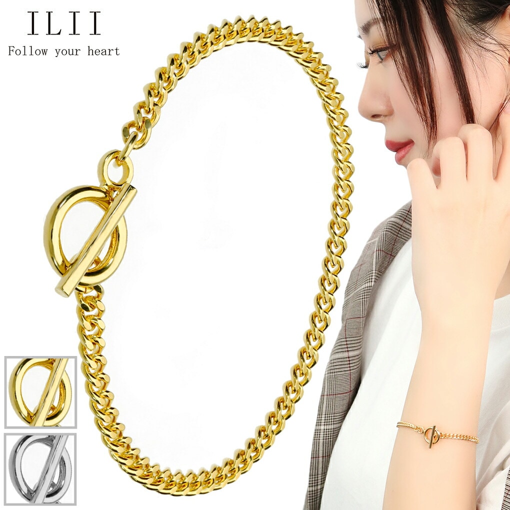 ILII マンテル ステンレス チェーン ブレスレット 喜平 幅3.5mm 18cm 