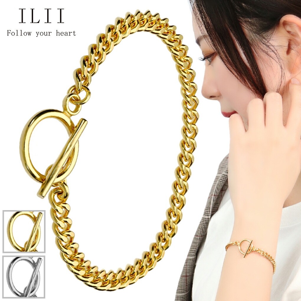ILII マンテル ステンレス チェーン ブレスレット 喜平 幅5mm 18cm