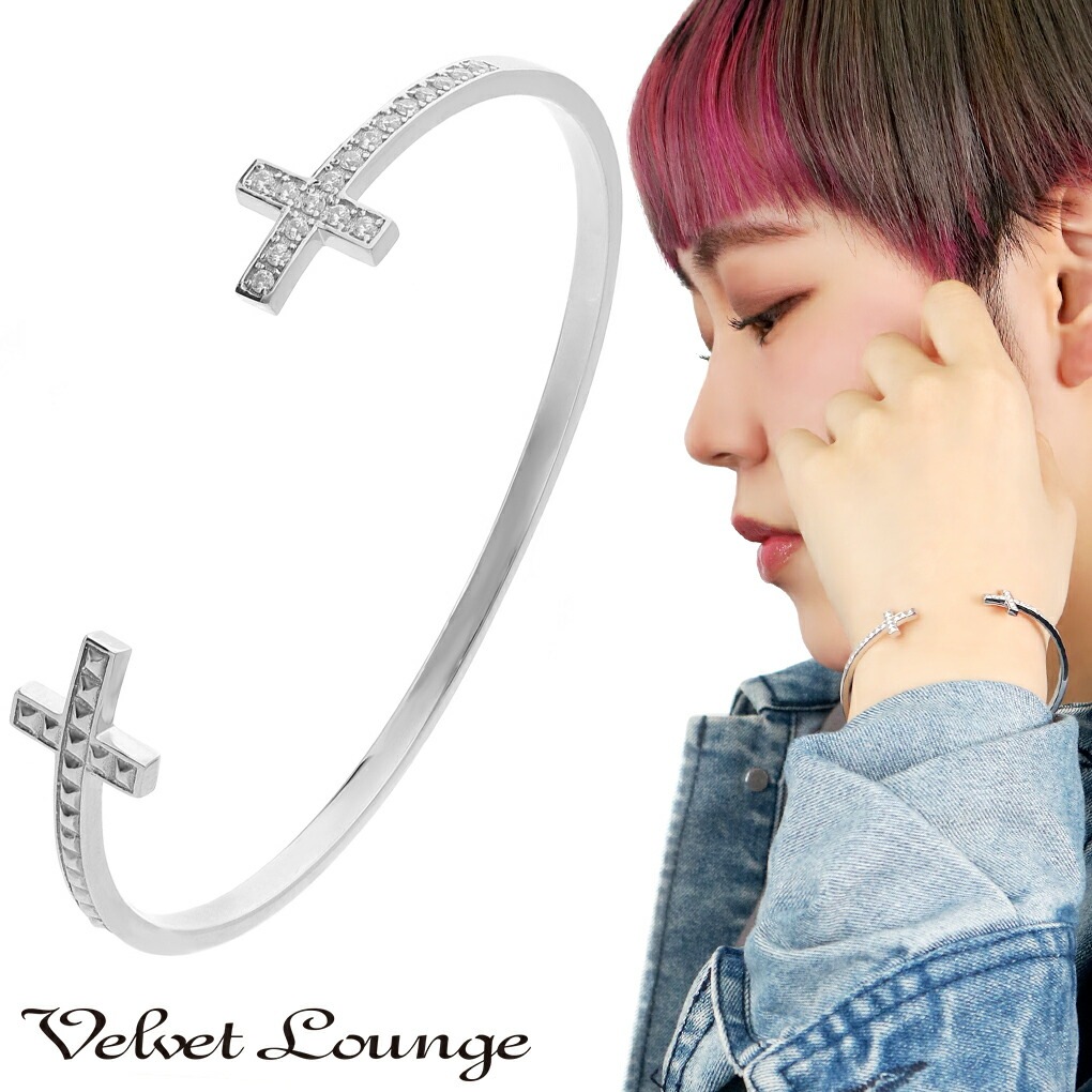 Velvet Lounge ヴェルヴェットラウンジ 2WAY クロス シルバー バングル Velvet Lounge ヴェルヴェットラウンジ 2WAY クロス シルバー バングル