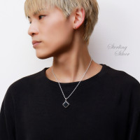 スクエア オニキス 唐草 ネックレス ペンダント ペンダントトップ