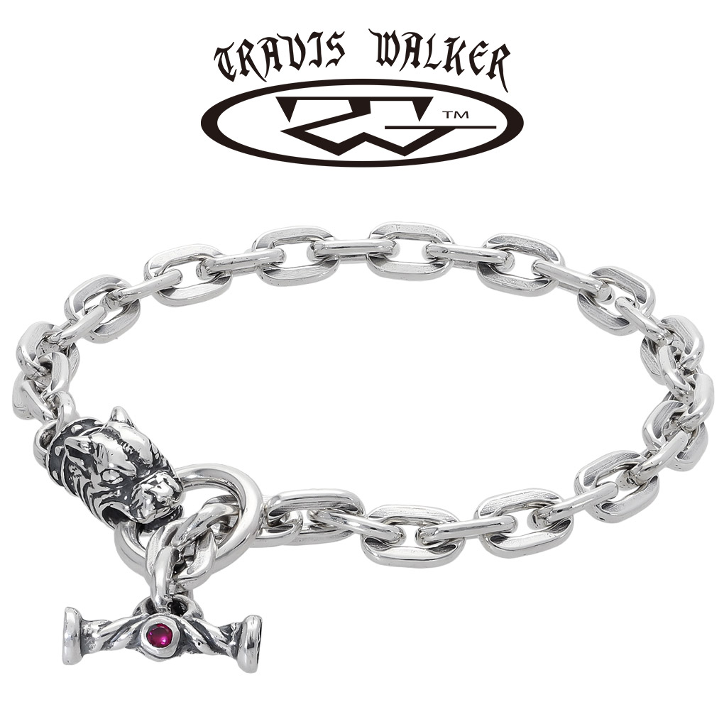 イタリア製 ユーロヴィンテージ リンク ブレスレット シルバー925 TRAVIS WALKER トラヴィスワーカー ピットブル チャーム オーバル