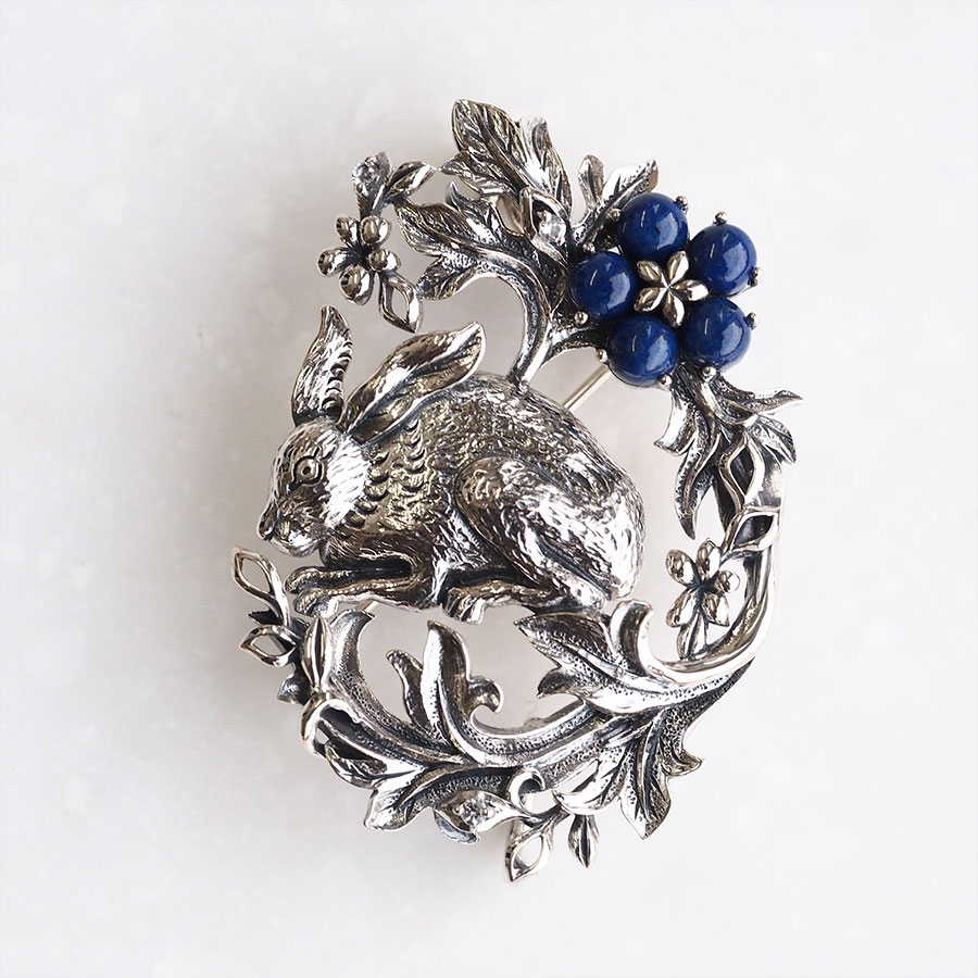 ウィリアム・モリス 兄弟うさぎ ペンダント ブローチ ペンダントトップ