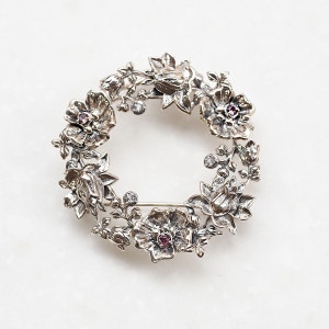 ウィリアム・モリス マロウ ペンダント ブローチ ペンダントトップ (チェーンなし) ネックレス トップ ヘッド シルバー ピンクトルマリン シルバー925 銀細工 装飾 彫刻 繊細 芸術 美術 アー