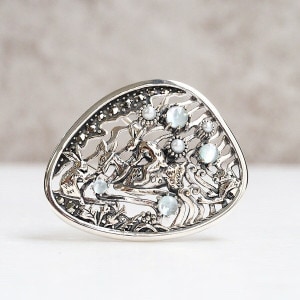 鳥獣戯画 水遊び うさぎ 鹿 猿 ブローチ ペンダントトップ (チェーンなし) ネックレス ペンダント トップ ヘッド シルバー トリプレットストーン 925 兎 シカ サル 銀細工 装飾 彫刻 繊細