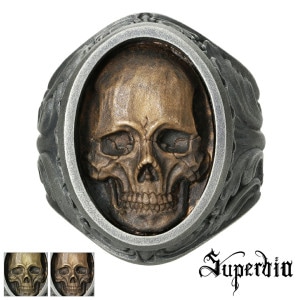 Superbia 選べる2カラー Calvaria カルバリア リング 指輪 13〜27号 メンズリング シルバー 925 スカル ドクロ 頭蓋骨 しゃれこうべ ロココ アンティーク ダーク 退廃 耽