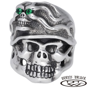 TRAVIS WALKER トラヴィスワーカー マッドネス ヘルメット エメラルドアイ ミニ スカル リング 指輪 メンズリング シルバー ブランド 公式 正規品 シルバー925 アクセサリー ドクロ