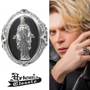 アルテミスクラシック 黒衣 聖母 リング シルバー 925 フリーサイズ 指輪 13〜23号 メンズリング マリア 聖母マリア 不思議のメダイ オニキス ジルコニア ブラック 黒 シルバーリング メン