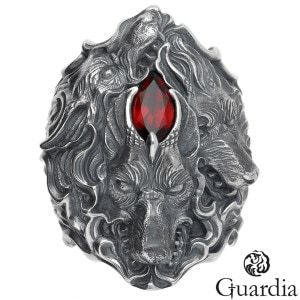 Guardia ガルディア Kerberos ケルベロス シルバー リング 指輪 11〜30号 メンズリング 地獄の番犬 ギリシャ神話 怪物 モンスター 冥府 冥界 三頭犬 三つ首の犬 モチーフ アク