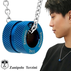 Zanipolo Terzini ブルー リング ネックレス ペンダント ペンダントトップ ペンダントチャーム ステンレス サージカルステンレス 金属アレルギー アレルギーフリー リングネックレス 青