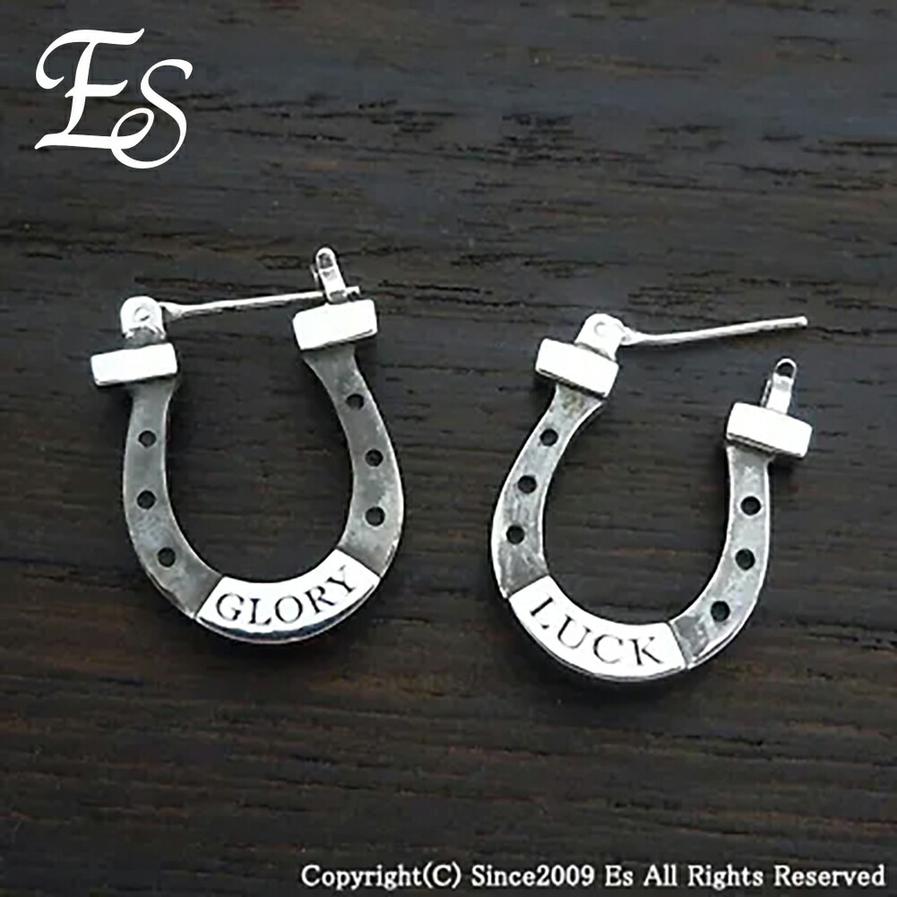 Es Horse Shoe Hoop Pierce Pair / Black Ver 馬蹄 ペアピアス 1P 片耳