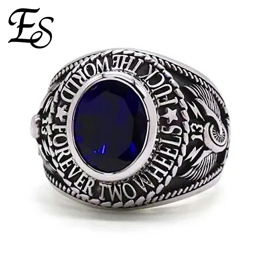 Es F.T.W College Ring w/Blue Stone リング 指輪 11～25号 ブルー