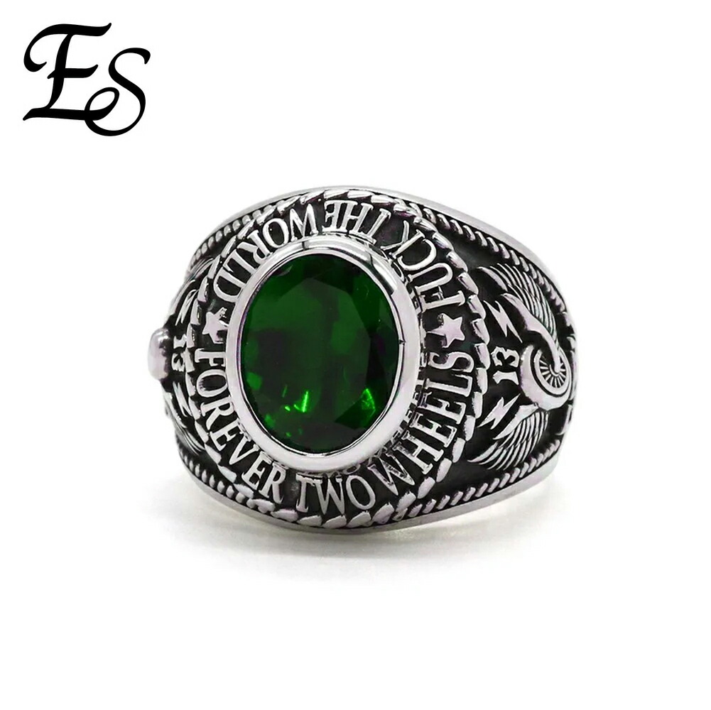 Es F.T.W College Ring w/Green Stone リング 指輪 11～25号 グリーン