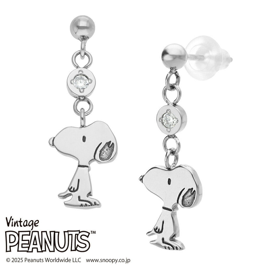 PEANUTS 「 phiten モデル 」 スヌーピー ステンレス ピアス 2P 両耳用