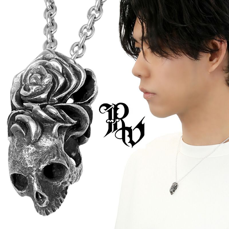 Revellia 死想 スカル ローズ ネックレス ペンダント ペンダントトップ