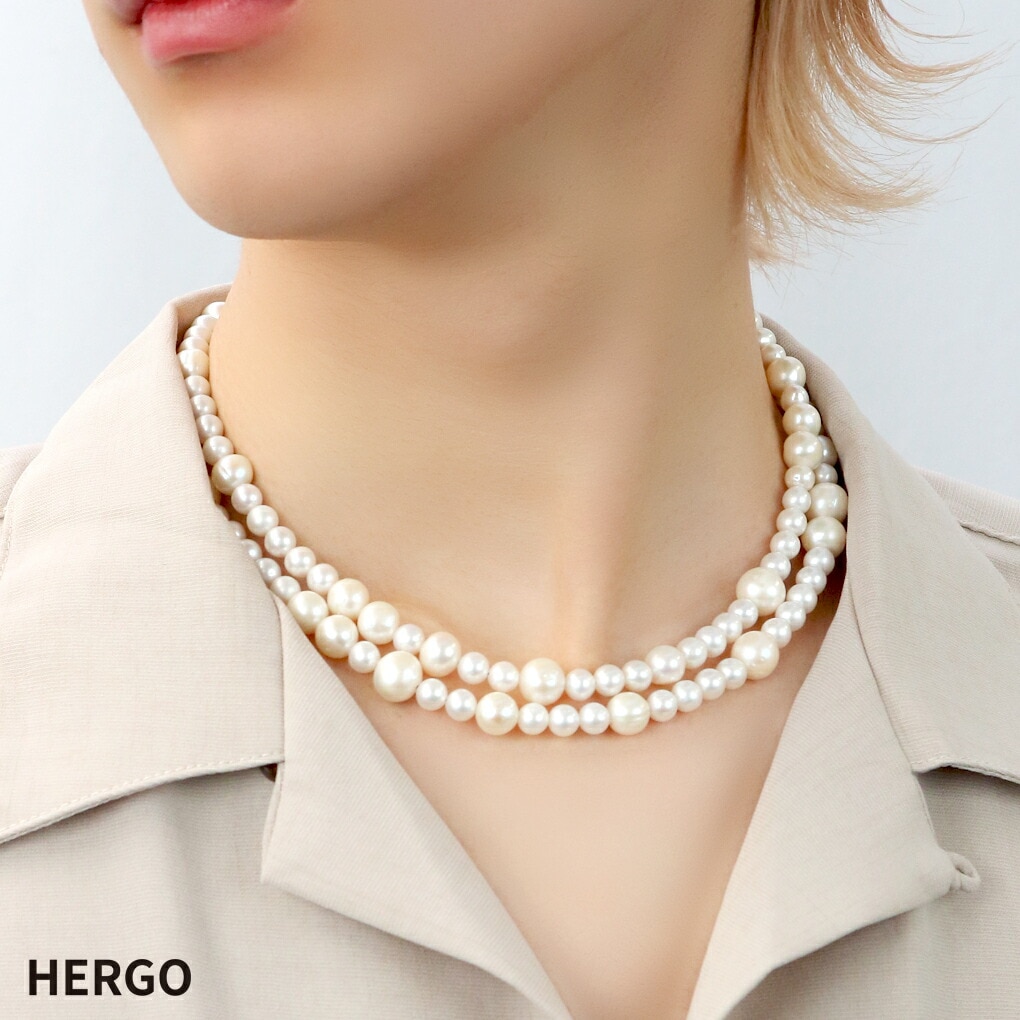 HERGO パール ネックレス 925 真珠 パールネックレス 自由自在