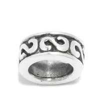 S字模様 シルバーパーツ(ビーズ) 2個セット/シルバー パーツ ビーズ/SILVER Beads/銀 玉/シルバ-|メンズアクセサリー