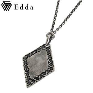 ☆送料無料☆【Edda/エッダ】ダイヤシルエット/ラフプレート ブラックジルコニア シルバーネックレス|メンズアクセサリー