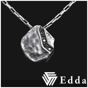 ☆送料無料☆【Edda/エッダ】ナチュラルプレート ブラックジルコニアライン シルバーネックレス|メンズアクセサリー