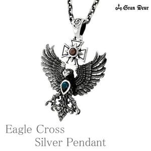 ☆送料無料☆【GRAN DEUR】イーグルクロス シルバーネックレス|メンズアクセサリー