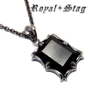 Royal Stag】エメラルドカットオニキストップ シルバーネックレス|大人 