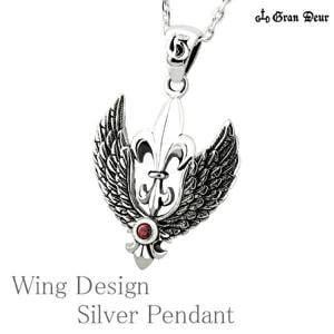 ☆送料無料☆【GRAN DEUR】ウイングリリィ シルバーネックレス|メンズアクセサリー
