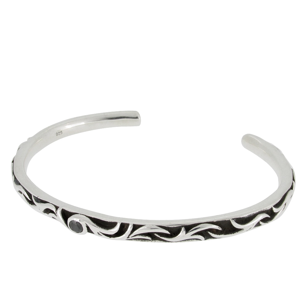 E. YAZAWA シルバーバングル (羽ロゴ) ブラック シルバーバングル(羽ロゴ)ブラック｜DIAMOND MOON通信販売｜矢沢永吉