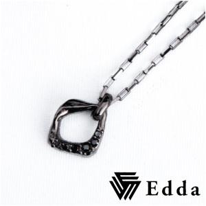 ☆送料無料☆【Edda/エッダ】ひし形の5ブラックジルコニア シルバーネックレス【専用ギフトBOX付き】|メンズアクセサリー