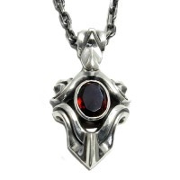 ★ 送料無料 ★【M's collection/エムズコレクション】カットガーネット シルバーネックレス|メンズアクセサリー