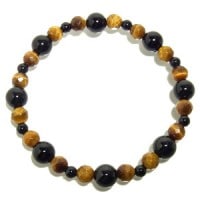 6mm 18cm カット黄トラ目石MIX!!・オニキスブレスレット (メンズMサイズ) タイガーアイ 虎目石 トラ目石 天然石 パワーストーン ブレスレット|天然石・パワーストーン