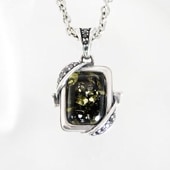 ≪FatimaDesign/ファティマデザイン≫サン・シュエール　スクエア　アンバーペンダント/チェーン付