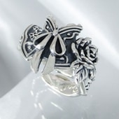 販売終了≪FatimaDesign≫『艶漢』紅牡丹リング/シルバー