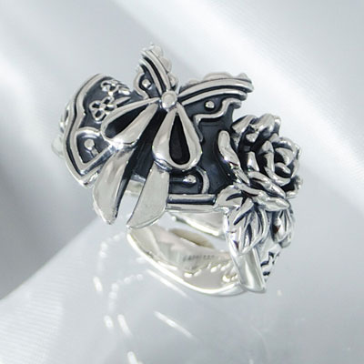 販売終了≪FatimaDesign≫『艶漢』紅牡丹リング/シルバー