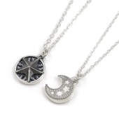≪DAgDART/ダグダート≫【ペア】名入れ刻印&選べる誕生石　月×星 シルバーペアペンダント /DT-496+497　刻印可能