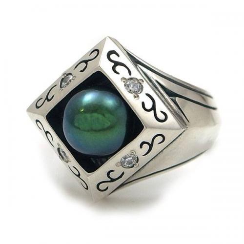 ≪DAgDART/ダグダート≫【Dice】ブラックパール×キュービックジルコニア×シルバーリング /刻印可能