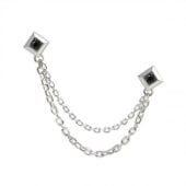 ≪DAgDART/ダグダート≫【Glass】ブラックキュービックジルコニア チェーンラペルピン