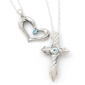 ≪DAgDART/ダグダート≫【Prece】選べる誕生石　クロス&ハート ブルートパーズ×シルバーペアペンダント /DT-440+441