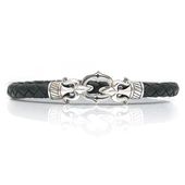 ≪DAgDART/ダグダート≫【ARCO E FRECCIA】唐草模様 編革レザーブレスレット(ブラック)×シルバー 