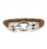 ≪DAgDART/ダグダート≫【ARCO E FRECCIA】唐草模様 編革レザーブレスレット(ナチュラル)×シルバー 