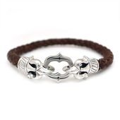 ≪DAgDART/ダグダート≫【ARCO E FRECCIA】唐草模様 編革レザーブレスレット(ブラウン)×シルバー